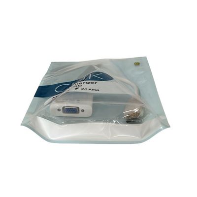 Emballage de lignes de câbles Clear Stand Up Sac fermeture à glissière étanche à l'humidité Pour l'emballage du câble USB