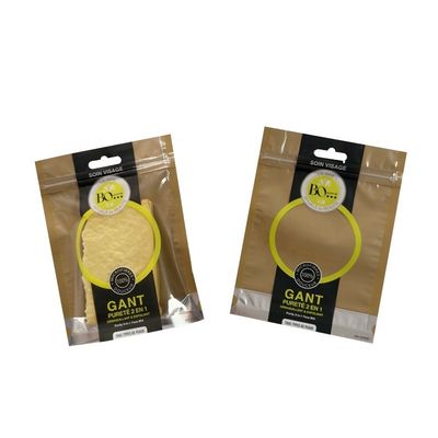 Impression en gravure Emballage personnalisé de marque Face Mitt Emballage Ziplock Seal Sac cosmétique