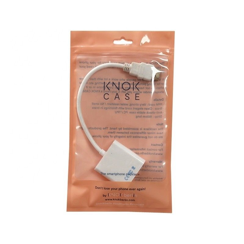 Emballage de lignes de câbles Clear Stand Up Sac fermeture à glissière étanche à l'humidité Pour l'emballage du câble USB