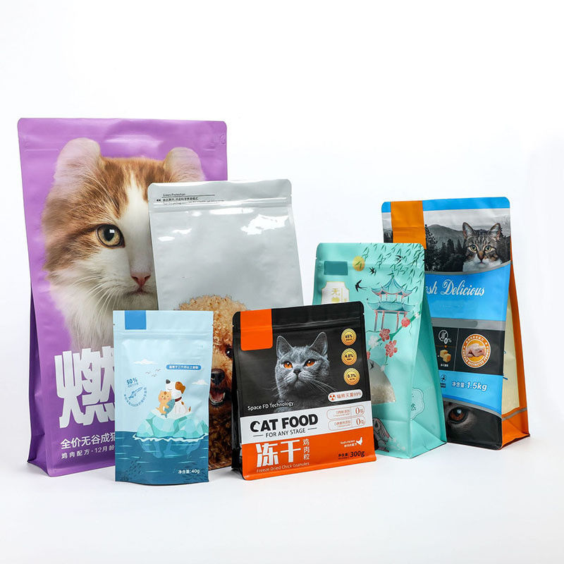 Mylar Stand Up Sac à fermeture à glissière anti-odeur Stockage de nourriture pour animaux de compagnie